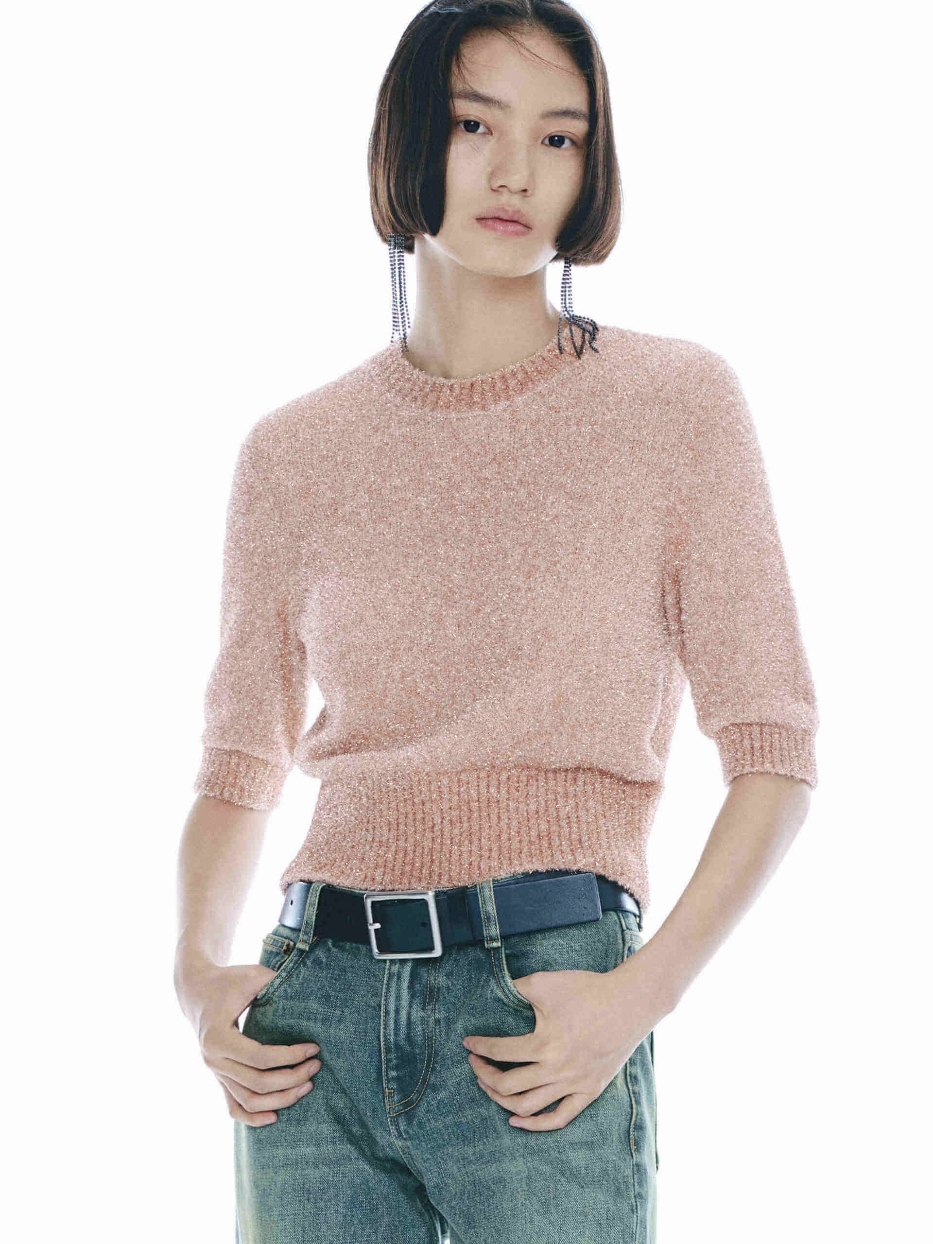 Ribbed Trim Knitted Top Everyday Comfort