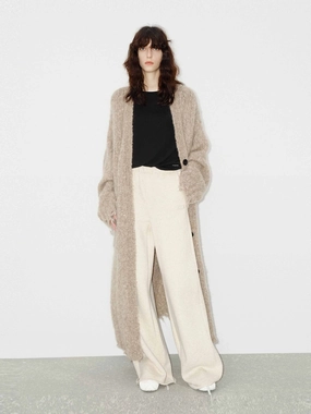 Distressed Detail Long Cardigan Relaxed Warmth Friction Resistant