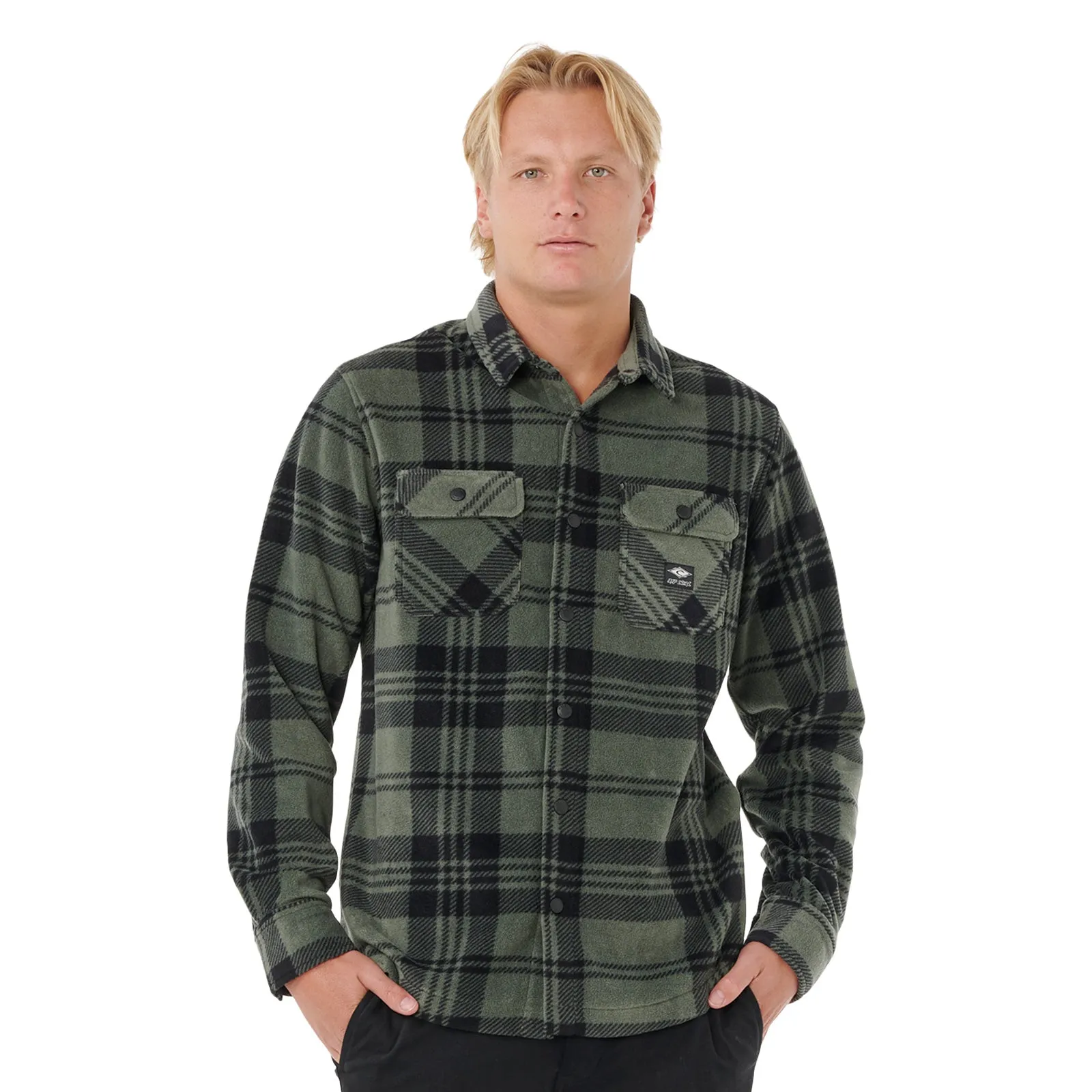 Checkered Print Summer Fashion Rip Curl Mens Fun Times Polar Fleece Long Sleeve Shirt