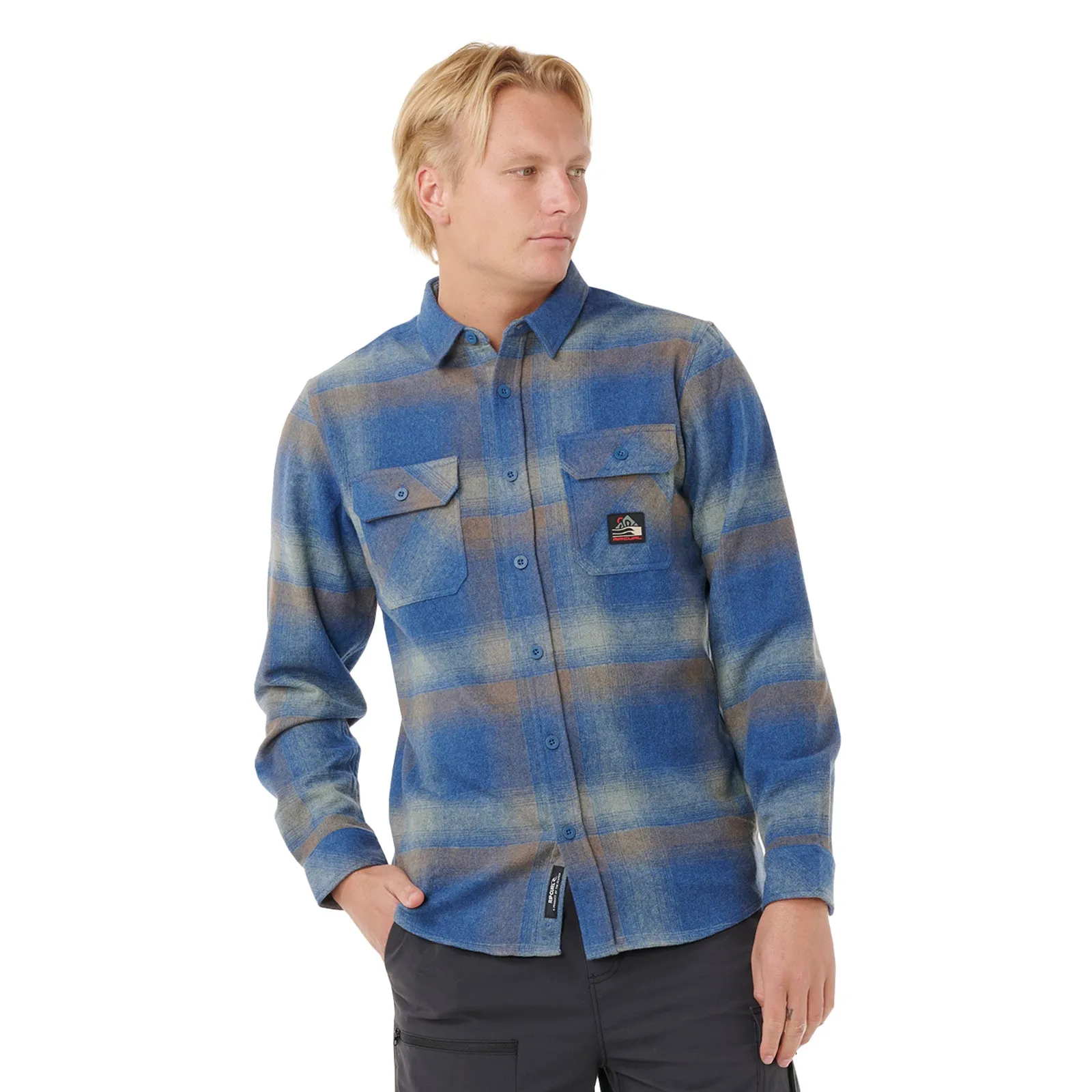 Rip Curl Mens Search Wool Flannel Long Sleeve Shirt Patterned Texture Lounge Comfort