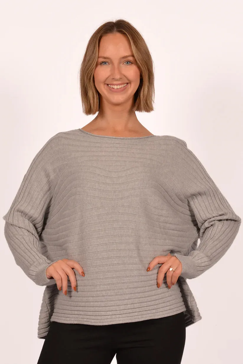 All Day Wear Double Layered Knit Ripple Sweater