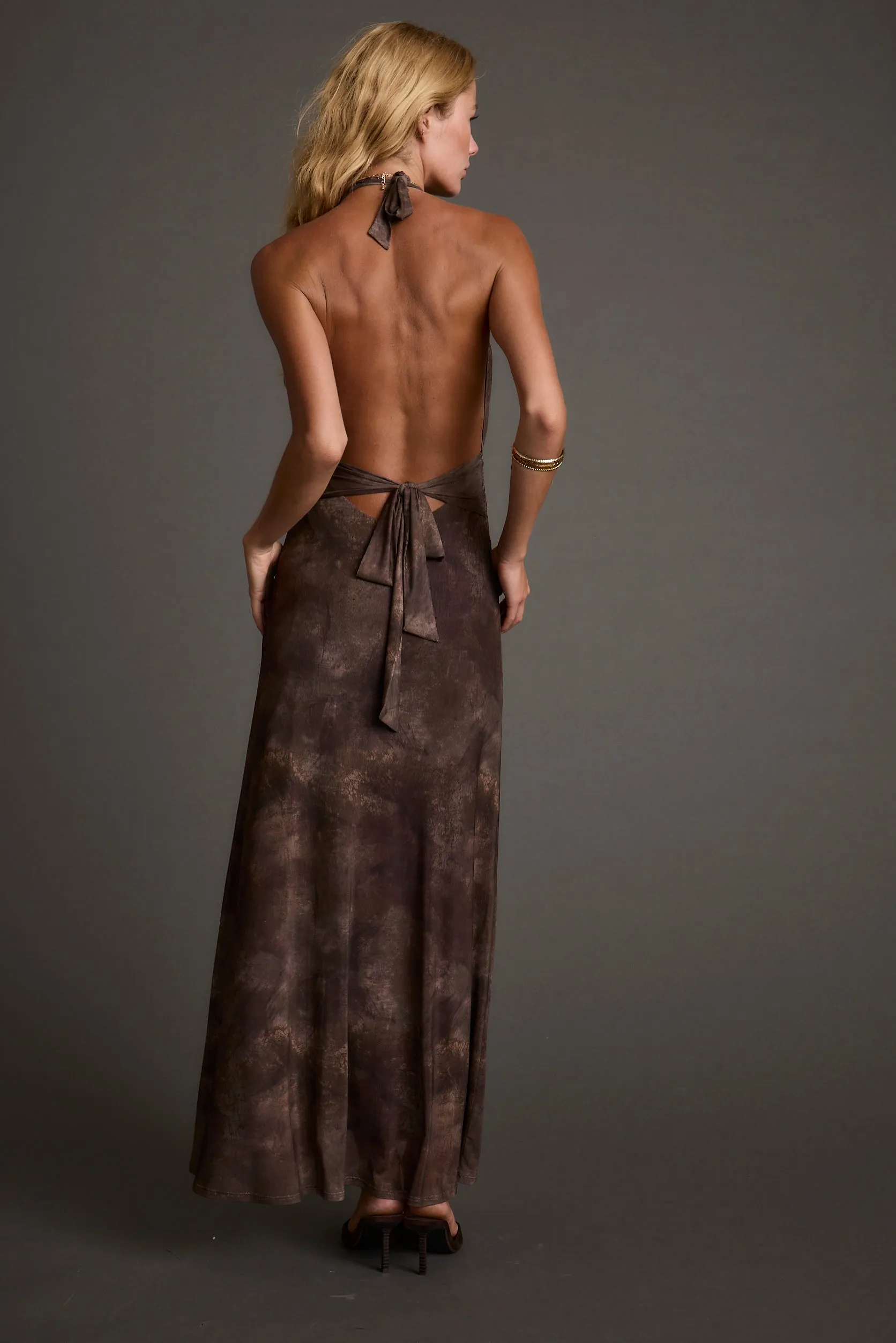 Movement Ready Breath Ease Rosalia Brown Mesh Maxi Dress