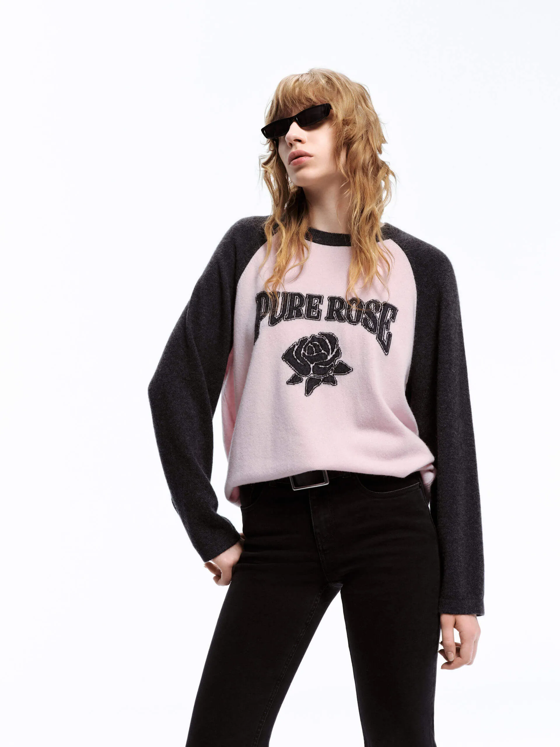 Versatile Layer Rose Pattern Wool Sweater
