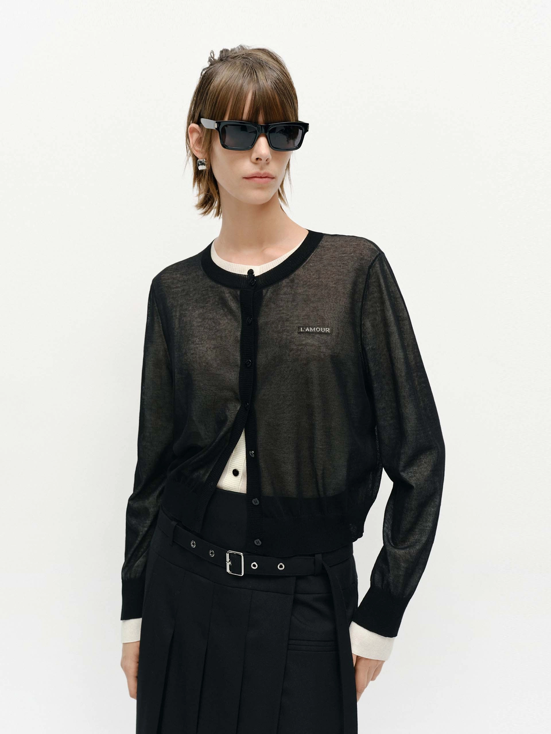 HighElastic Recovery Round Neck Cardigan Set