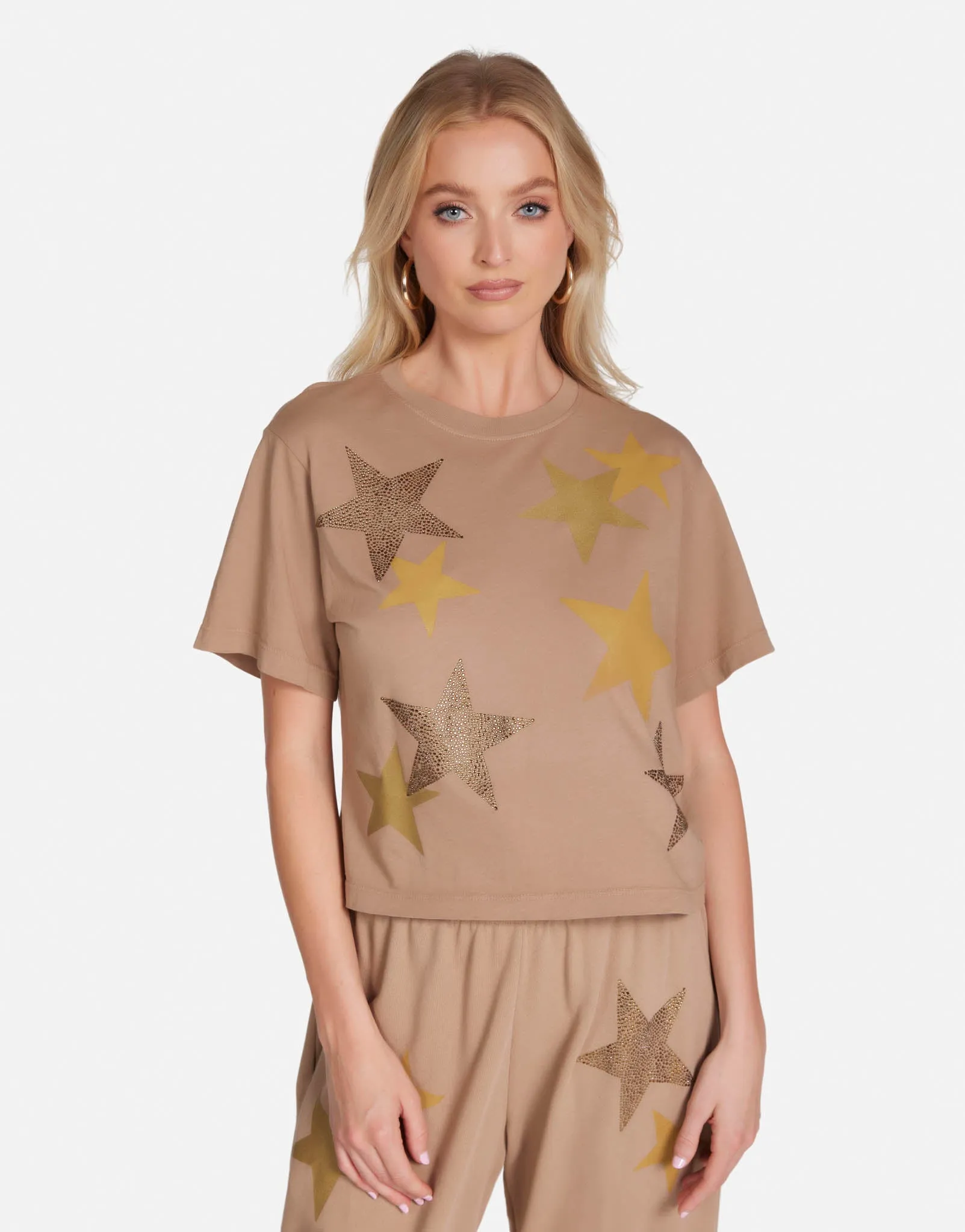 Comfort Fit Rue Gold Crystal Multi Stars