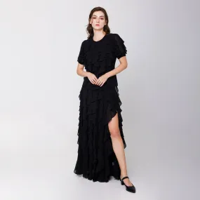 Ruffled Slit Skirt Travel Ready Breezy Outfit