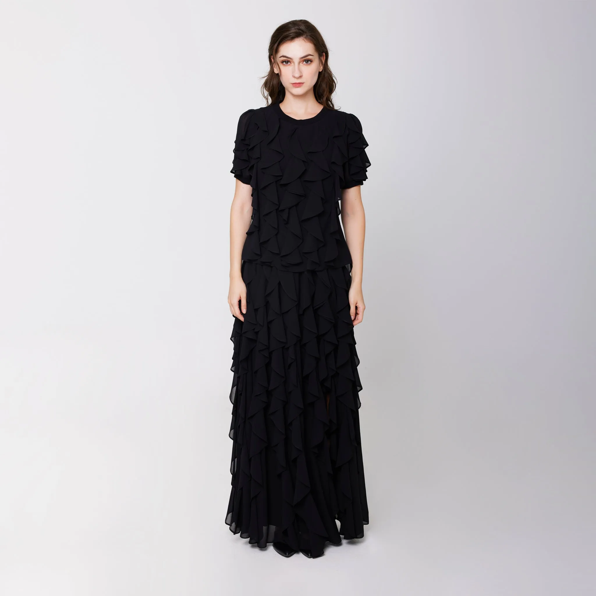 Ruffled Slit Skirt Chill Vibe