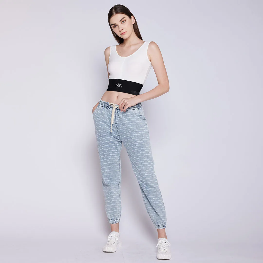 Monogram Denim Pant Morning Stroll Evening Stroll Trend Setter Everyday Layer