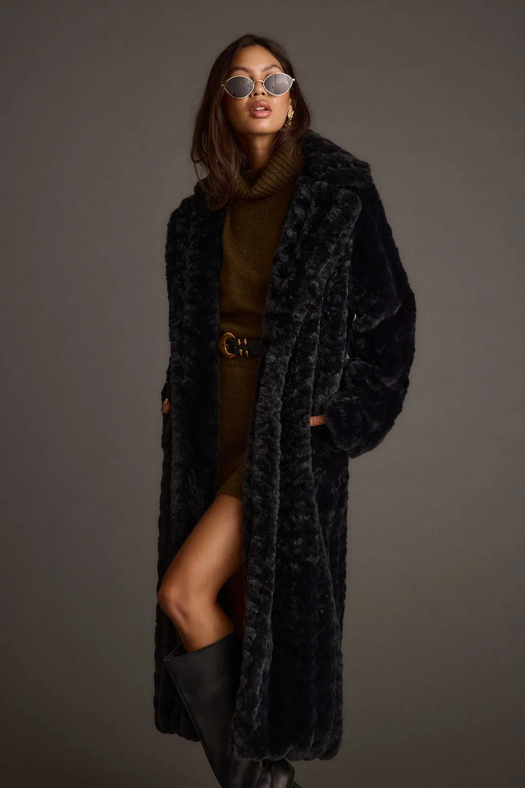boots Sasha Black Floor Length Coat