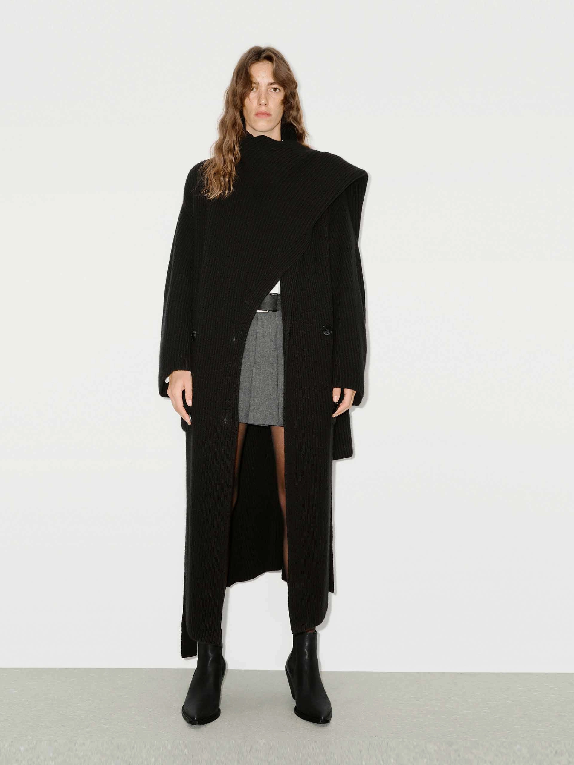 Scarf Collar Longline Cardigan Outdoor Comforted Fresh Warmth