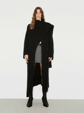Scarf Collar Longline Cardigan Evening Wear Outdoor Layer