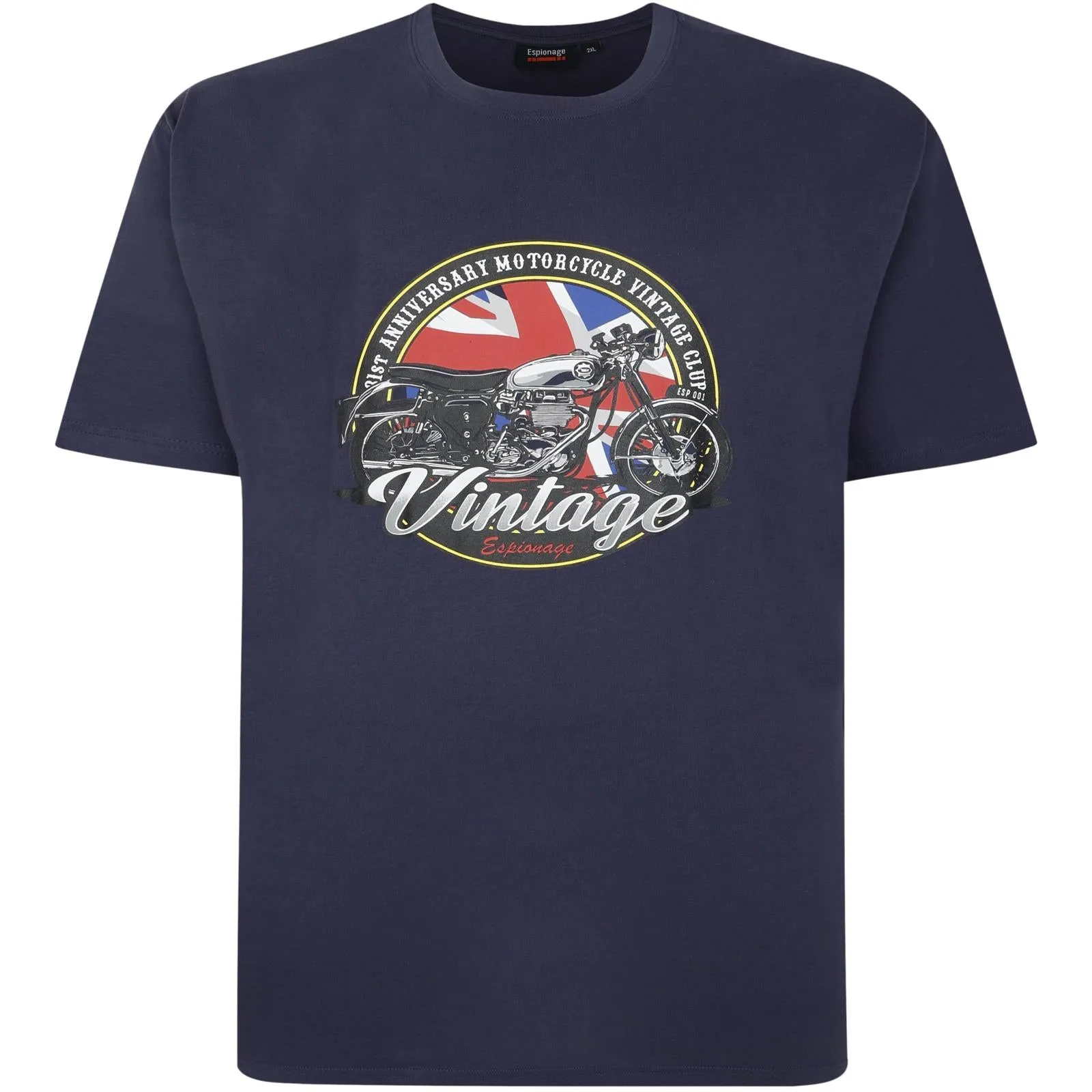 Espionage Mens Motorcycle Big & Tall Short Sleeve T-Shirt Stretch Knit Material