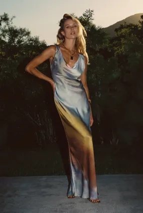 Dolce Golden Ombre Cowl Neck Maxi Dress Winter-Season Flow Friendly