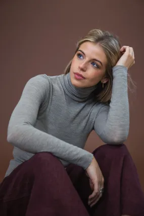 Breathable Design All Purpose Fit Merino Roll Neck | Elephant Melange