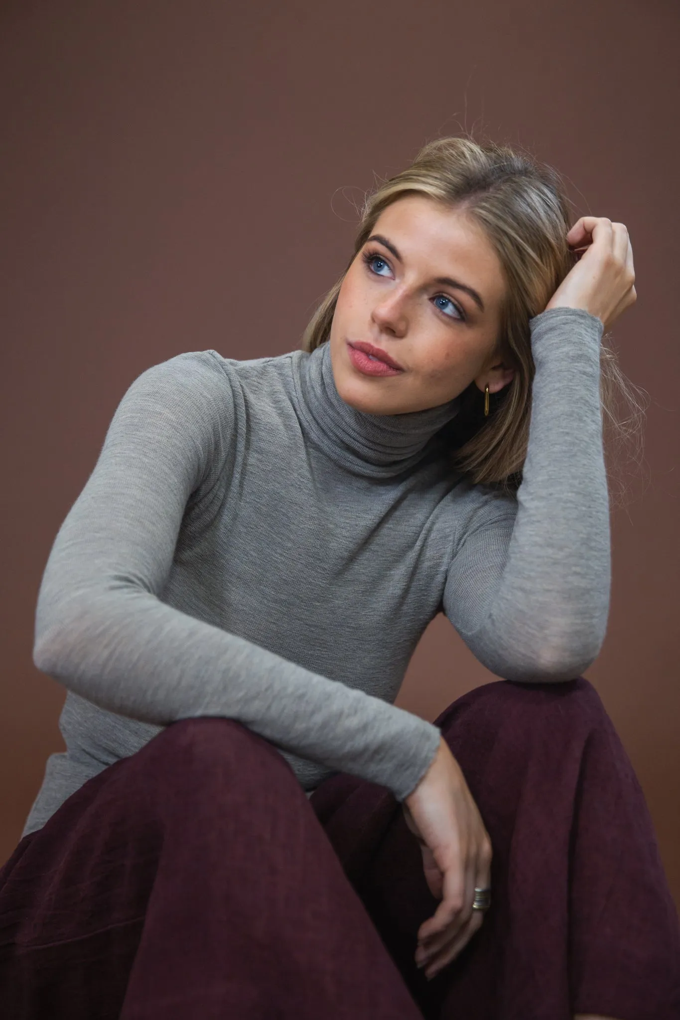 Breathable Design All Purpose Fit Merino Roll Neck | Elephant Melange