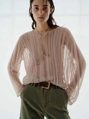 Sequin Open Knitted Top Thermal Air Pocket