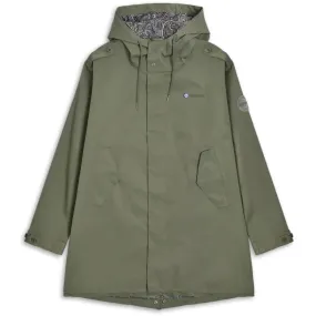 Contoured Silhouette Quick Access Closures Lambretta Mens Waterproof Paisley Lined Parka - Khaki