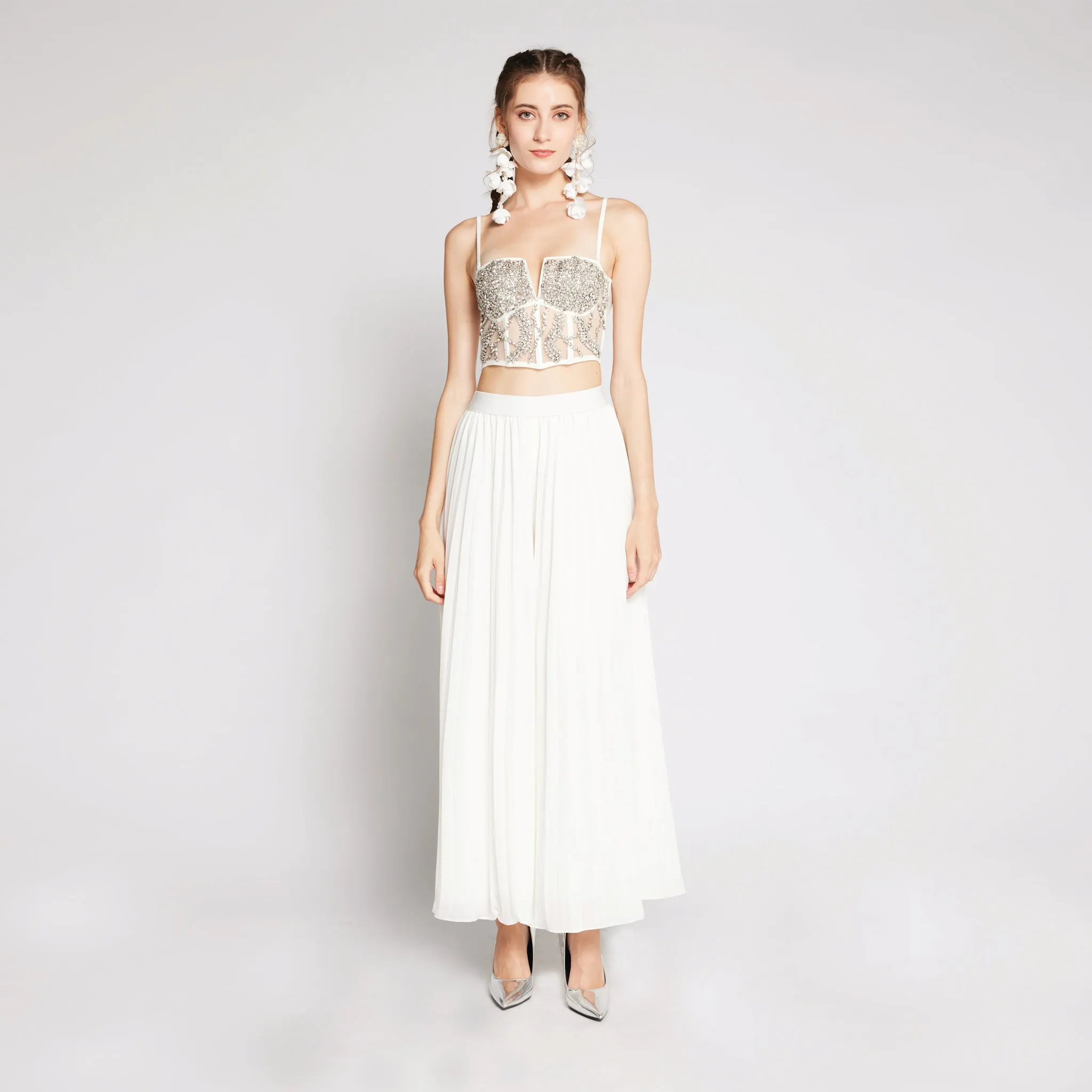 Relaxed Taper Chiffon Pleated Pants