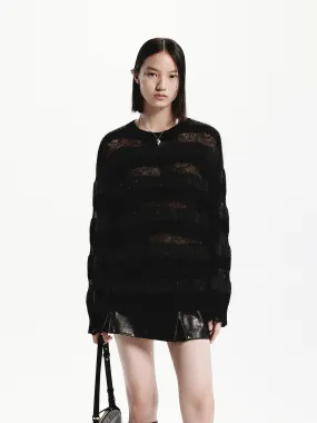 Light Stretch Wear Sheer Distressed Sweater
