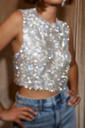 TemperatureRegulating She's a Gem Silver Rhinestone Tank