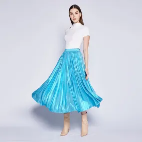 Shinning Pleated Skirt Quilted Texture Creative Look