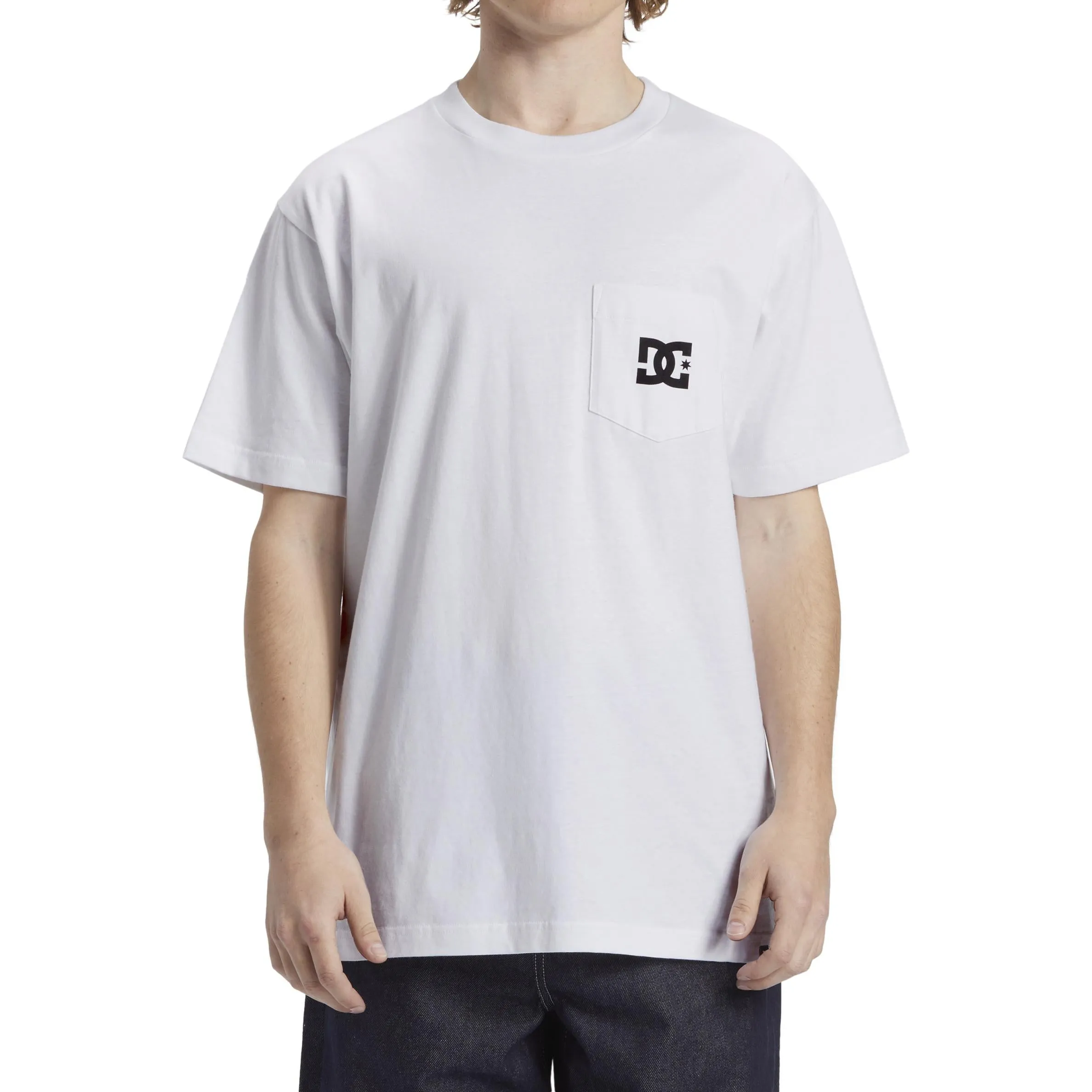 Relaxed Crew Neck Opening Flattering Drape DC Shoes Mens DC Star Pocket Short Sleeve T-Shirt