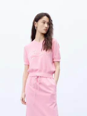 Short Sleeve Texture Knitted Top Winter Must-Have Wear