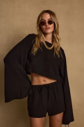 Clear Breeze Black Linen Top Zipped Foil