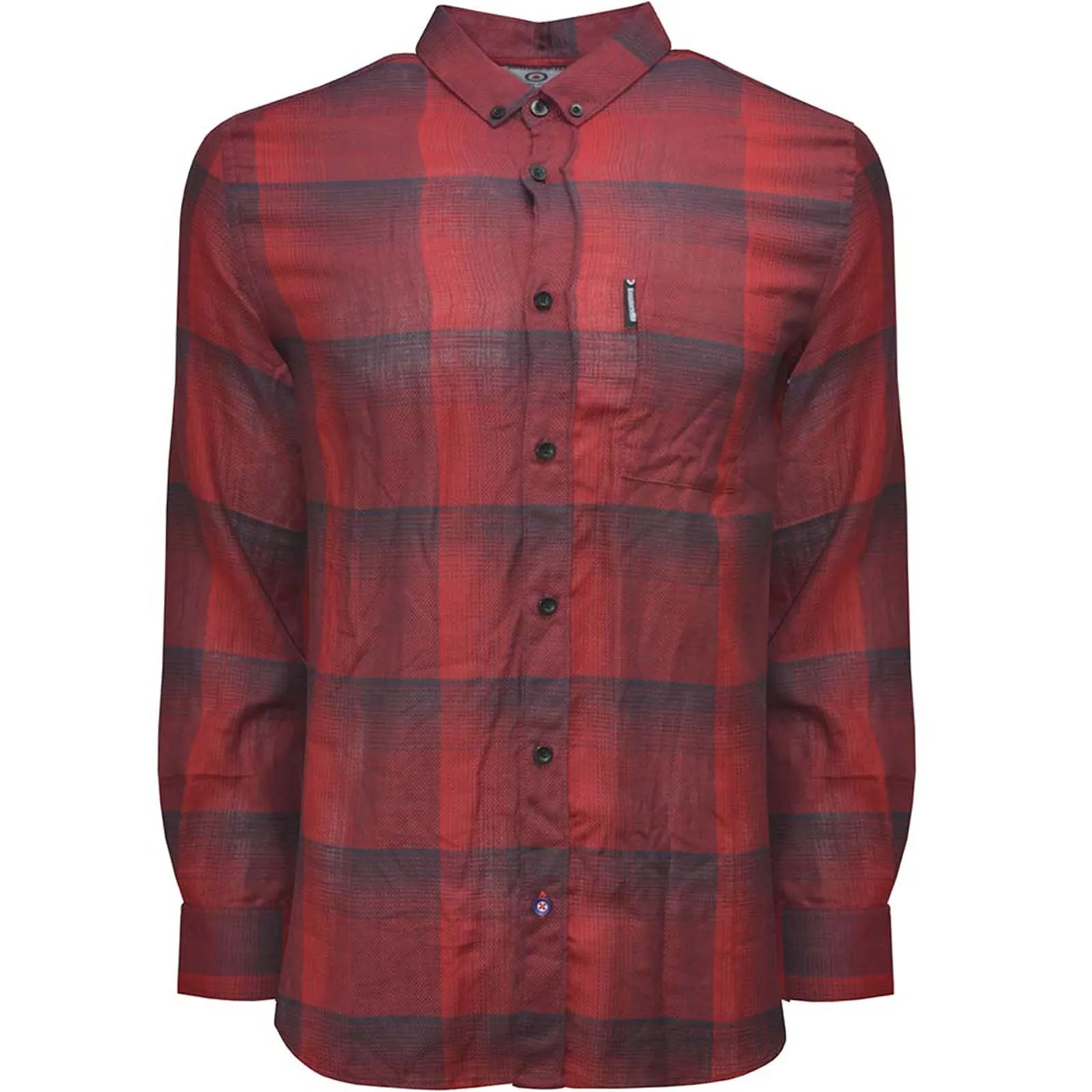 Lambretta Mens Long Sleeve Woven Checked Shirt Reinforced Elbow Patches Streetwear