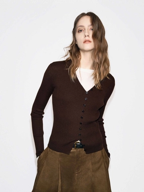 Minimal Vibe Fitted V-neck Button Cardigan