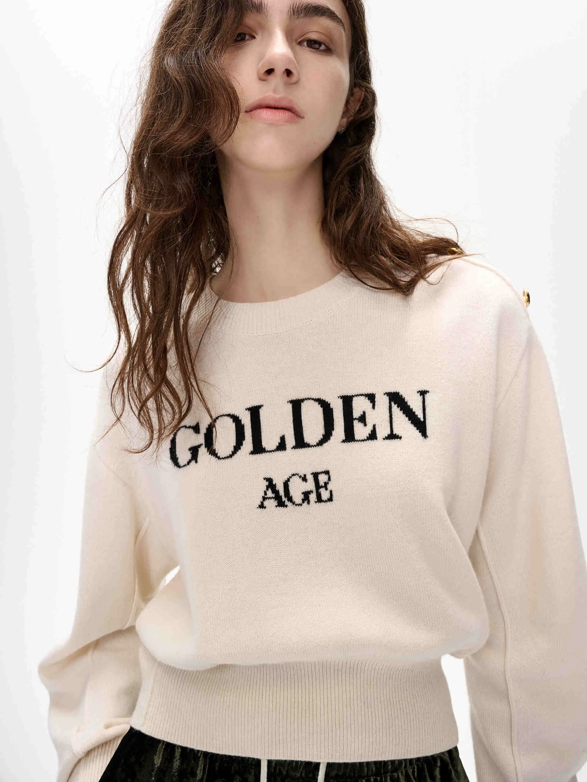 Relax Fit Wear Letter Print Wool Sweater
