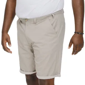 D555 Mens Elon Big & Tall Stretch Chino Chambrey Shorts - Stone Lightweight Fabric Simple Comfort