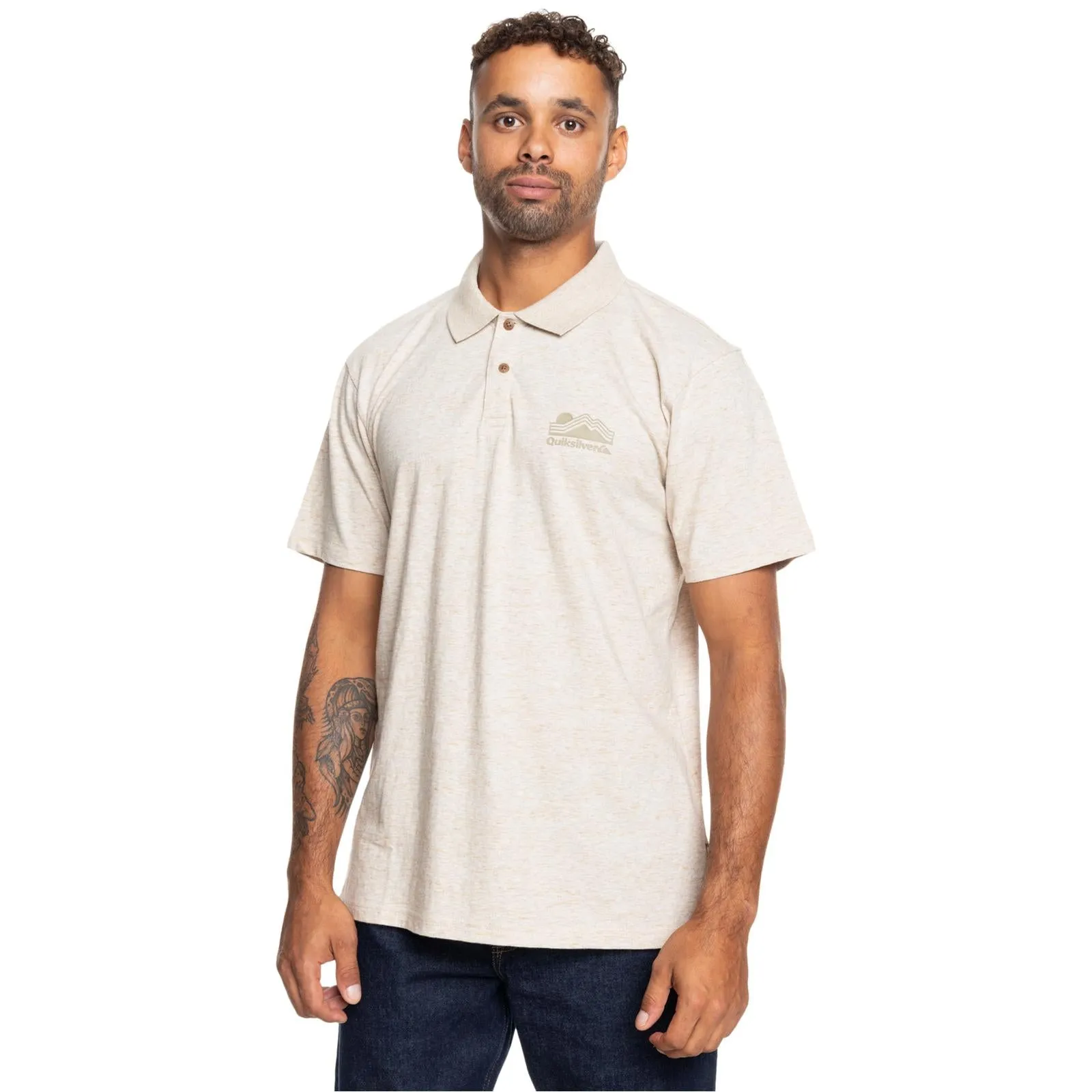 Colorfast Construction Quiksilver Mens Karakin Tech Cotton Polo Shirt Casual Short Sleeve