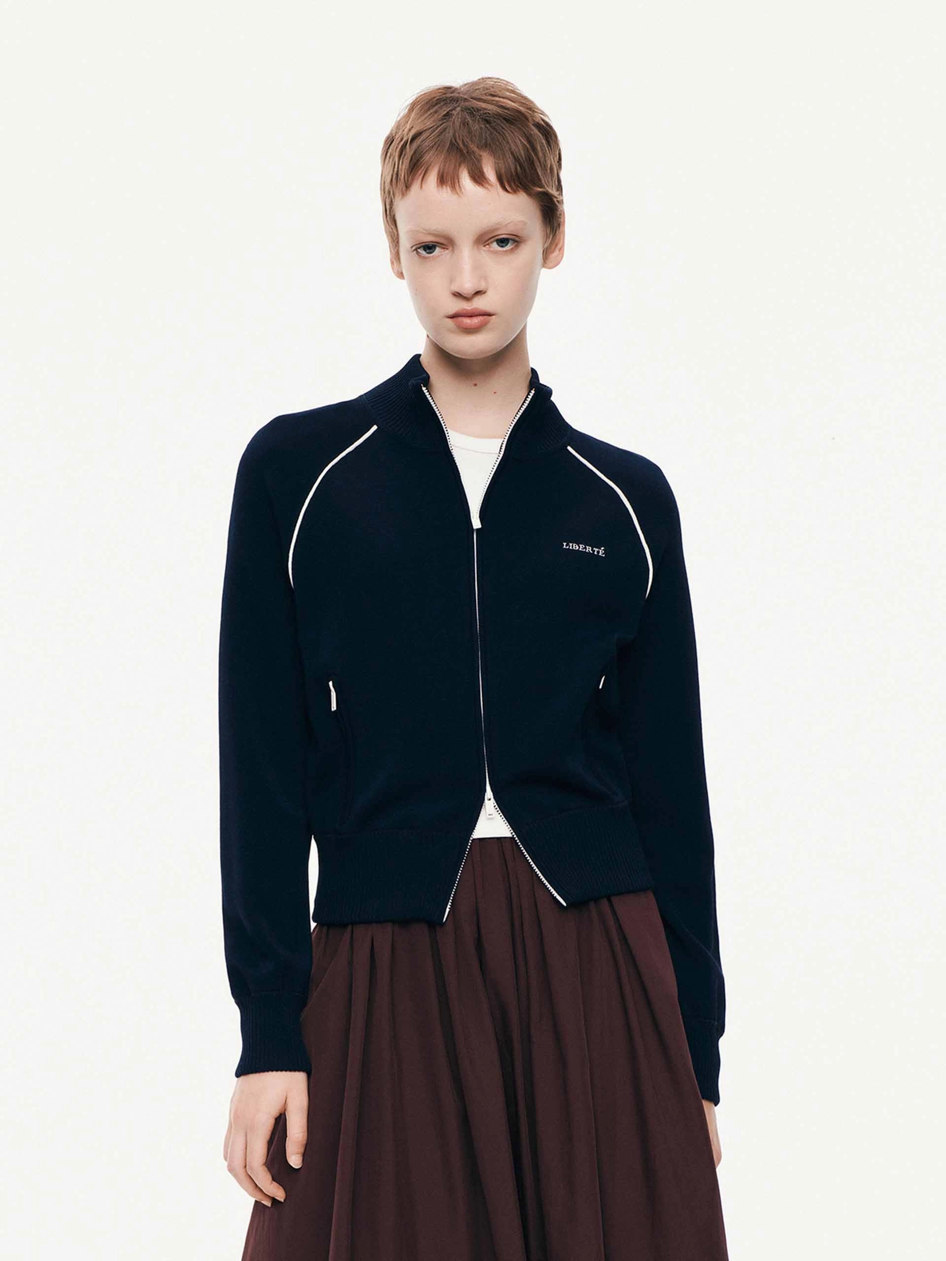 Raglan Sleeve Cropped Cardigan Elastic hem