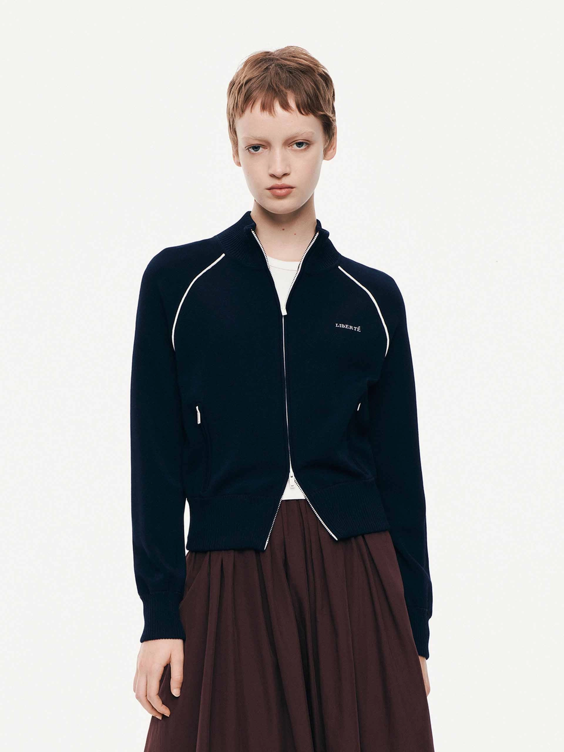 Jacquard Weave Raglan Sleeve Cropped Cardigan
