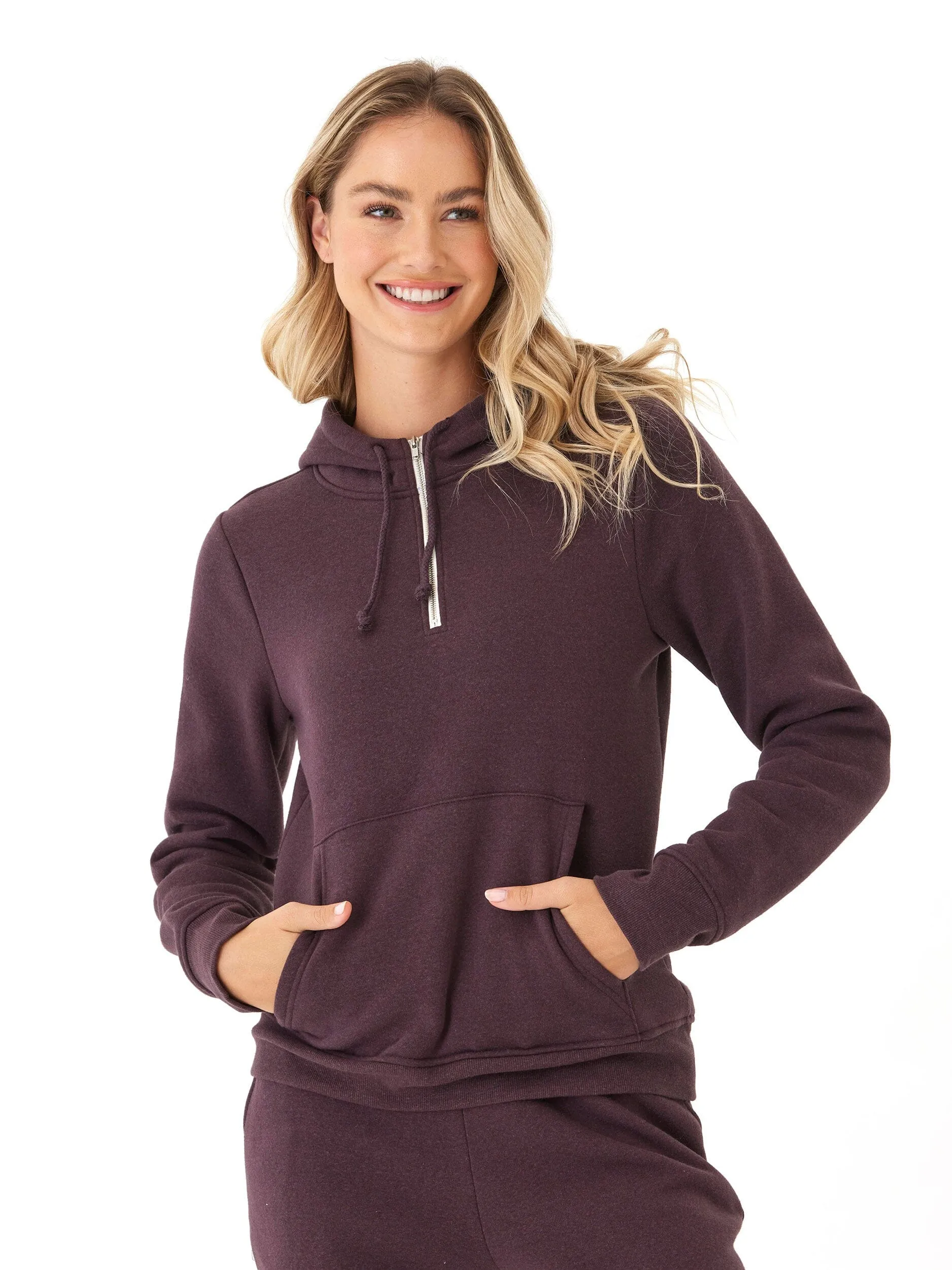 Sinead 1/4 Zip Triblend Fleece Hoodie Flex Fit Fabric Microfiber Shell
