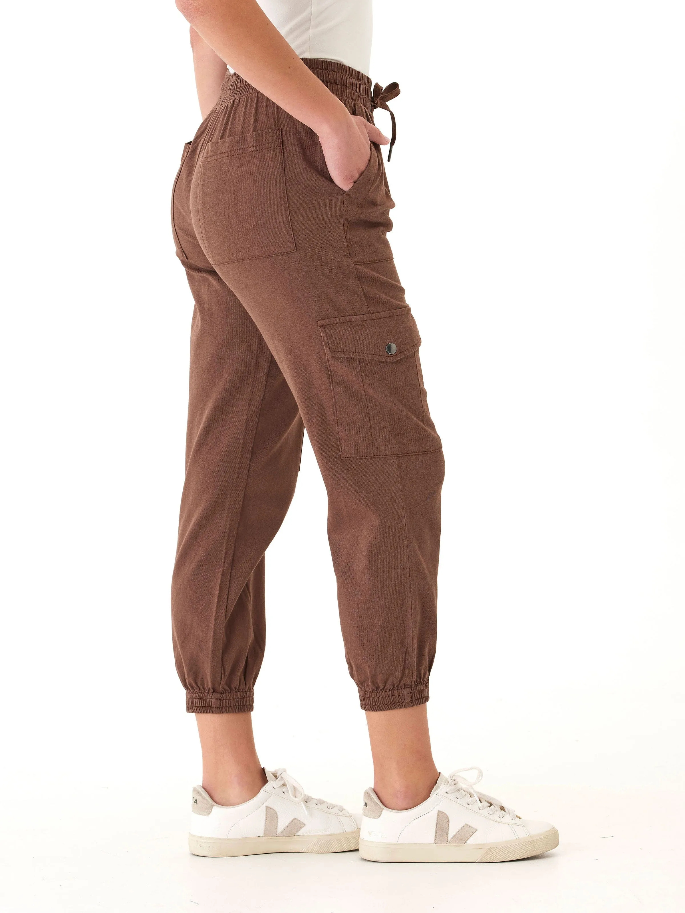 Soft Feel Durable Fit Delilah Stretch Twill Cargo Jogger 27"