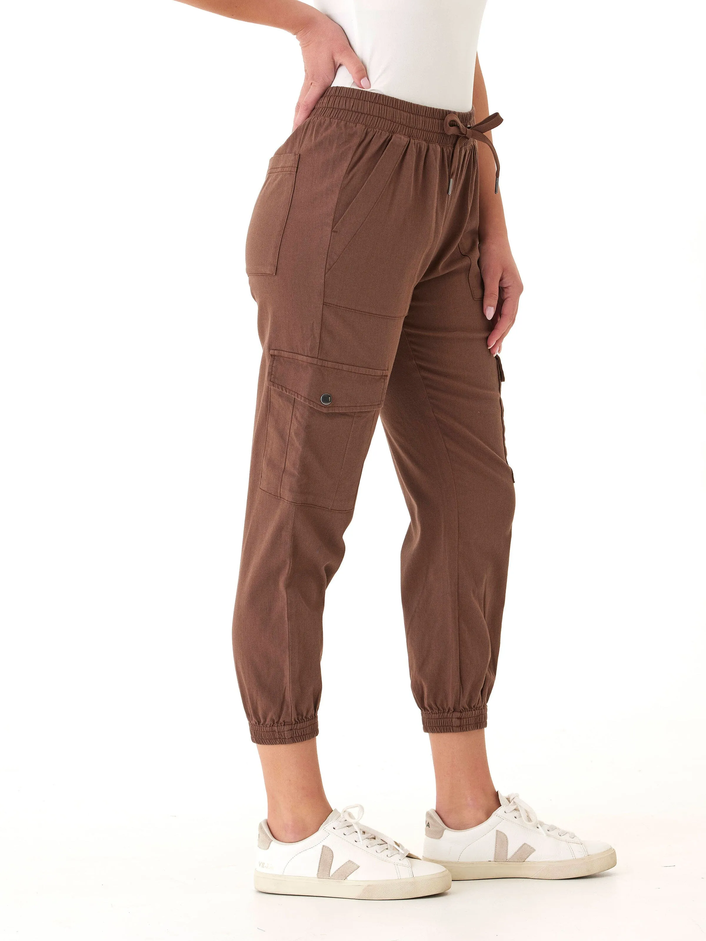 Casual Must-Have Wrinkle Free Fabric Delilah Stretch Twill Cargo Jogger 27"