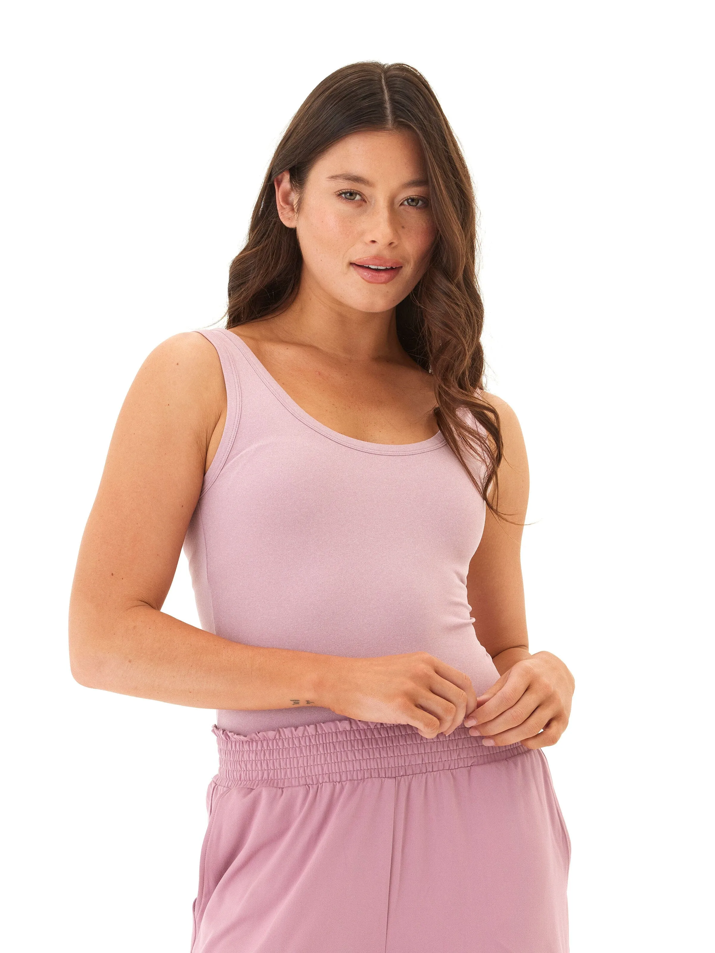 Noise Reduced Zippers Laser Cut Details Mirabel Luxe Jersey Fitted Crop Tank