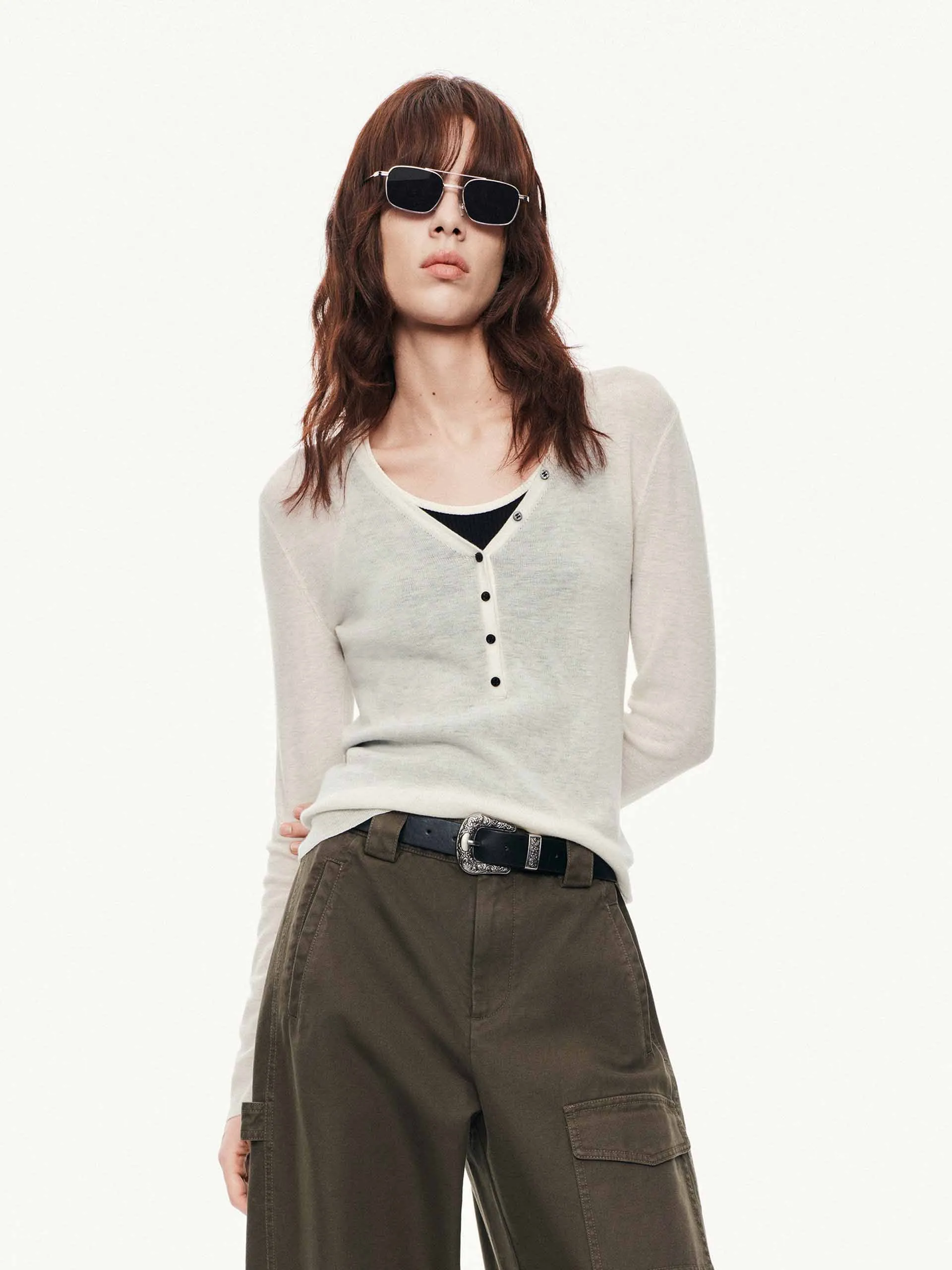 Slim Fit Wool Sweater Breathable Layer Wear Casual Design