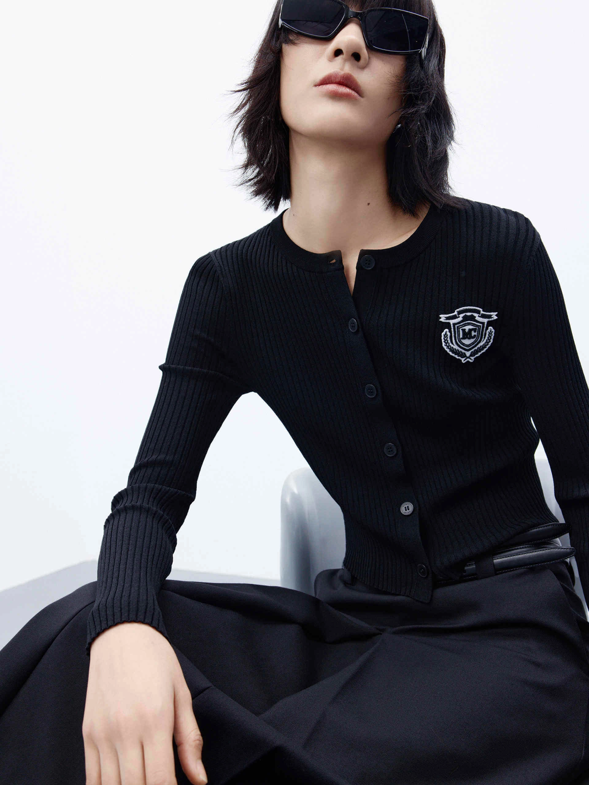 Slim Fit Ribbed Knit Cardigan Durable Elasticity