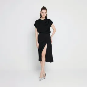 Slit Skirt Crossback Strap Animal Print