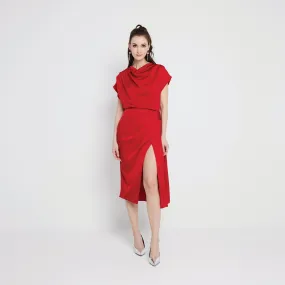 Slit Skirt button detail Draped Silhouette