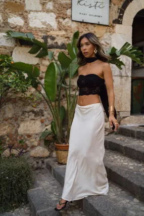 Brigette Black Lace Crop Top and Neck Scarf LightweightLayeringSystem Self Cleaning Coating