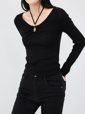 Street Fashion Cotton Blend Ribbed Knit Top