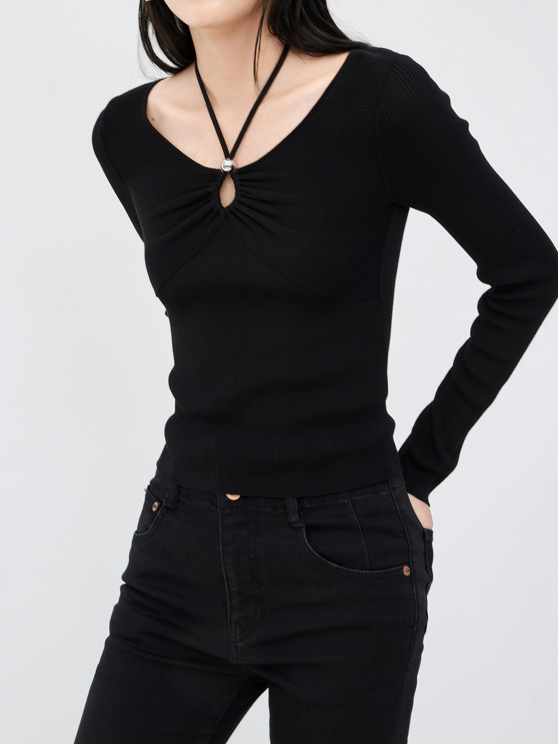 Street Fashion Cotton Blend Ribbed Knit Top