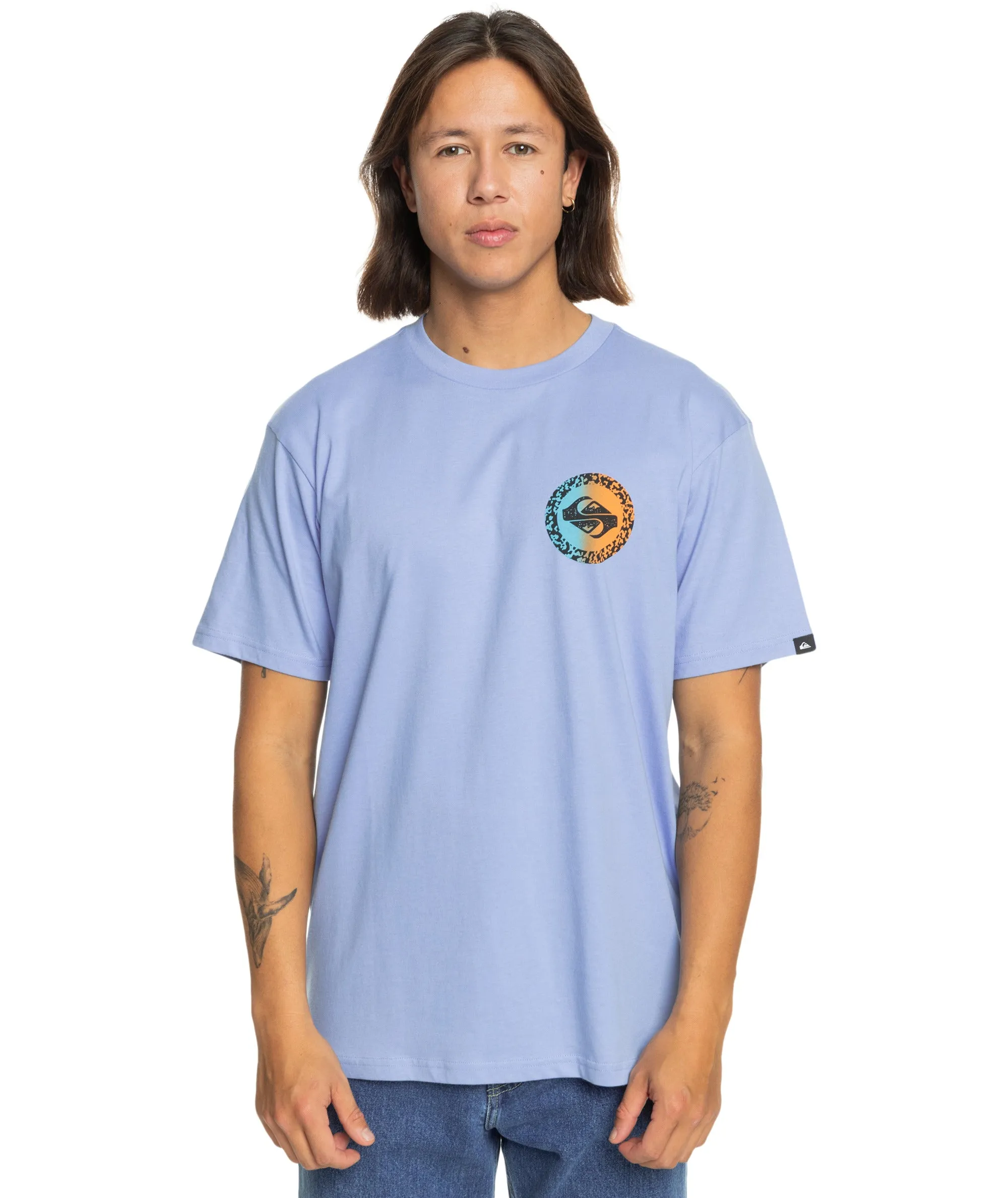 HighNeckline Heat Regulating Fabric Quiksilver Mens Long Fade Short Sleeve T-Shirt