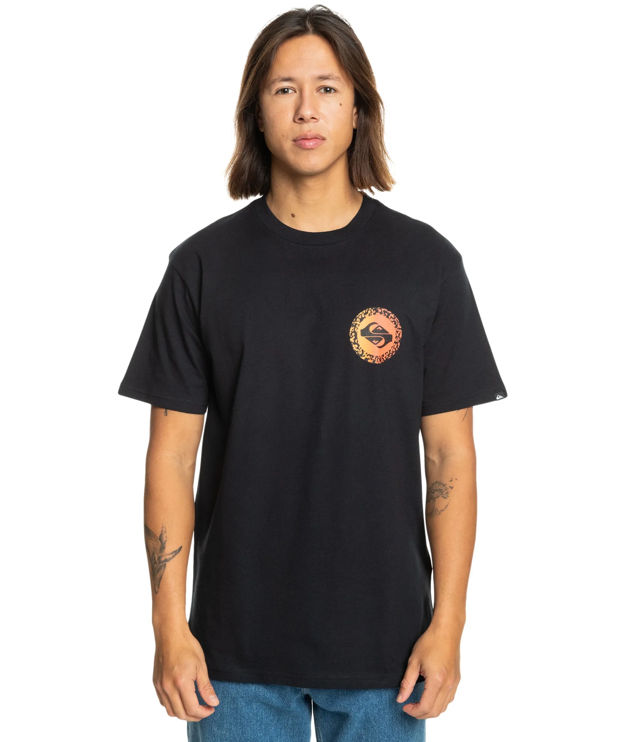 FullCut Shoulder Quiksilver Mens Long Fade Short Sleeve T-Shirt