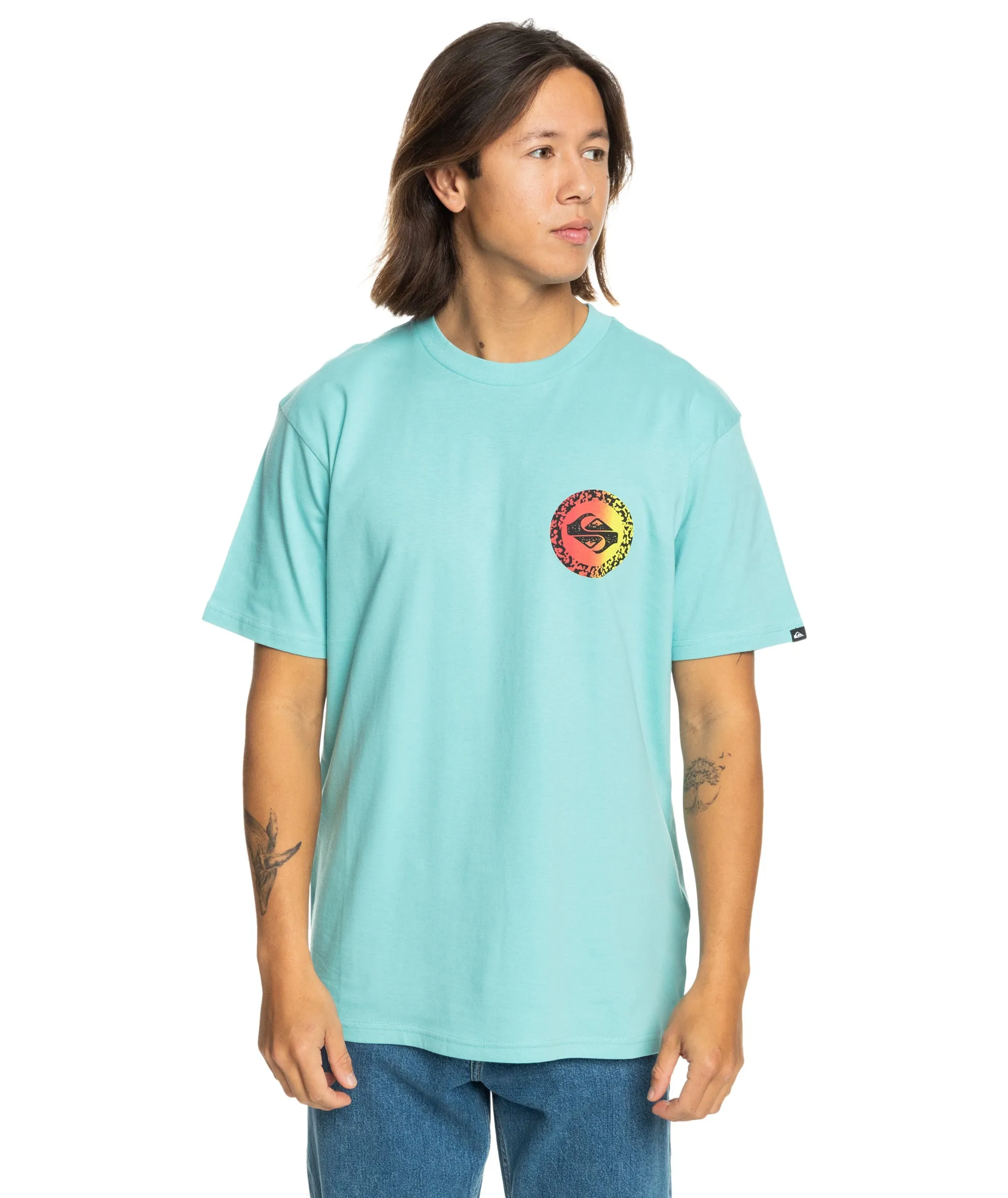 ReinforcedHem Stretch Weave Construction Quiksilver Mens Long Fade Short Sleeve T-Shirt