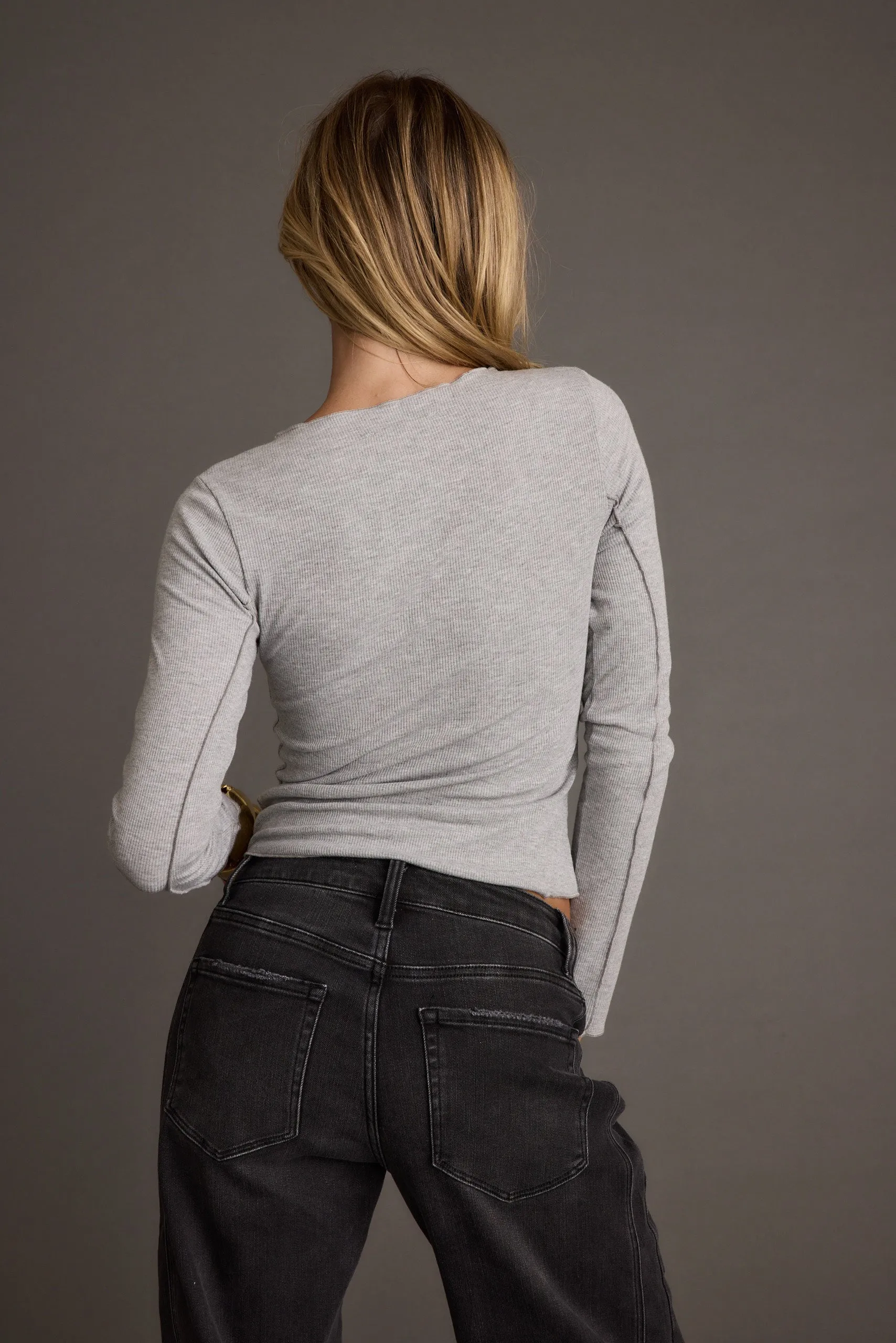 Hip hop Drifter Grey Seamed Longsleeve Top